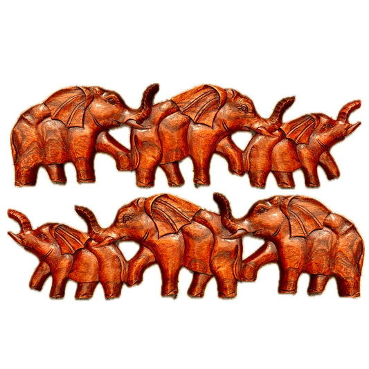 18" Wooden Elephant Wall Plaques