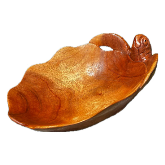 12" Wooden Turtle Tabletop Bowl