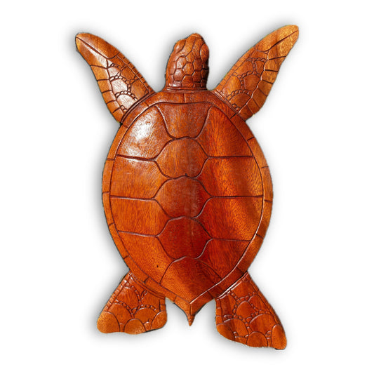 Honu: The Sacred Sea Turtle of Hawaiian Protection and Peace – 16" Wooden Wall Plaque"