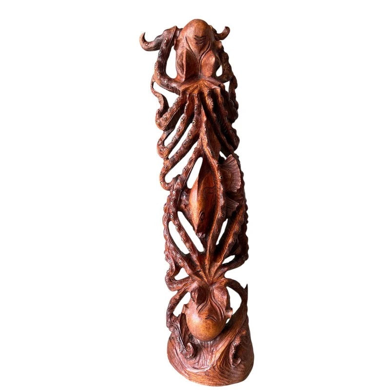 40" Octopus & Fish Statue